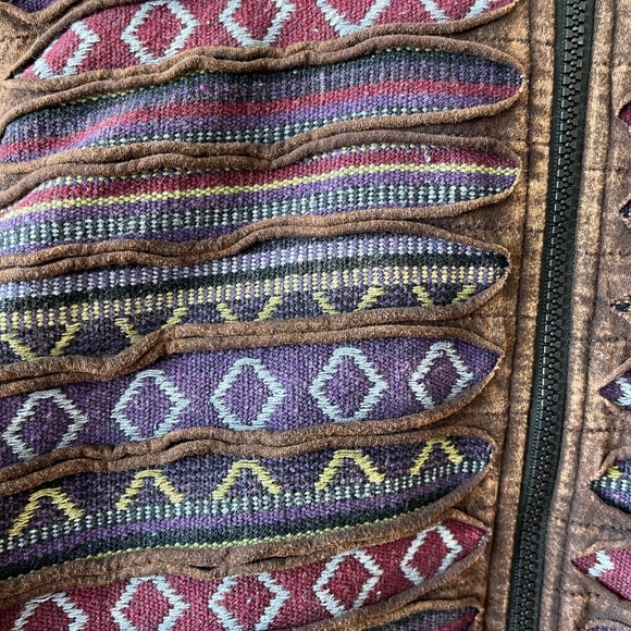 Women's made in Nepal ripped razor cut hoodie zippered front jacket Y2K size L - Picture 4 of 12